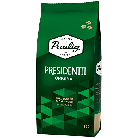 Кофе в зернах PAULIG Presidentti Original, 250г, вакуумная упаковка