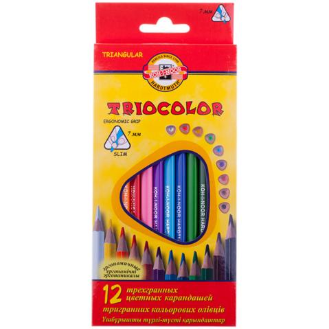 Набор цветных карандашей KOH-I-NOOR TRIOCOLOR, 12цв, трехгранный корпус