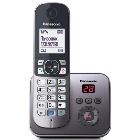 Радиотелефон DECT Panasonic KX-TG6821RUM, серый металлик