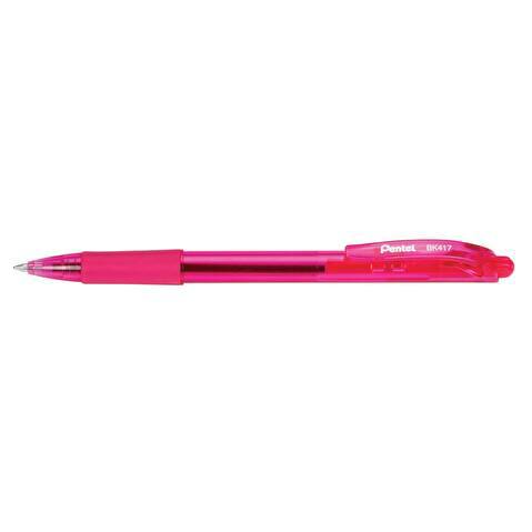 Ручка шариковая автоматическая PENTEL BK417-P, резиновый упор, 0.27/0.7мм, корпус матовый, розовая