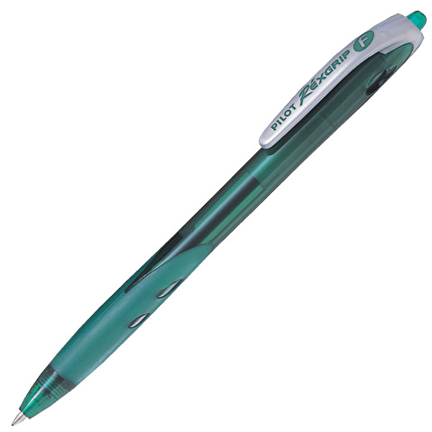 Ручка шариковая автоматическая PILOT REXGRIP BPRG-10R-F, резиновый упор, 0.7мм, зеленая