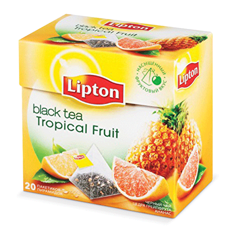 Пакетированный чай фруктовый черный LIPTON Tropical Fruit 20х1.8г, в пирамидках