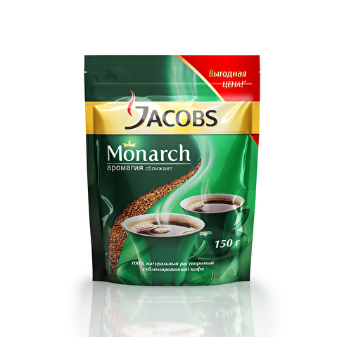 Кофе растворимый JACOBS Monarch, сублимированный, пакет, 150г