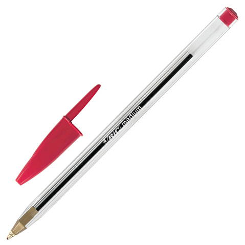Ручка шариковая BIC Cristal, 0.32/1.0мм, корпус прозрачный, красная
