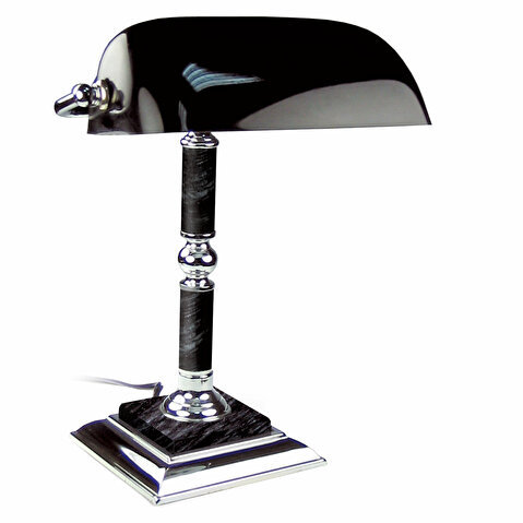 Светильник настольный на подставке из мрамора GALANT, E27/60W, черный мрамор, серебристая отделка
