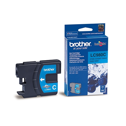 Картридж BROTHER LC980C для DCP-145C/165C, MFC-250C/290C, 260стр, Cyan