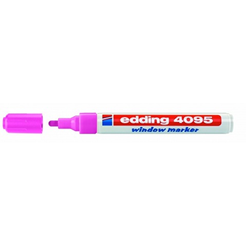 Маркер для стекол EDDING 4095, на меловой основе, круглый наконечник, 2-3мм, розовый неоновый