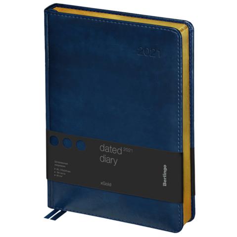 Ежедневник датированный Berlingo xGold, 2021г, А4, 170х245мм, обложка кожзам, 184л, зол. срез, синий