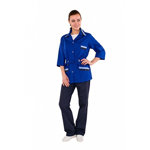 Костюм женский Лира, куртка+брюки, р.60-62/170-176, васильковый/т.-синий