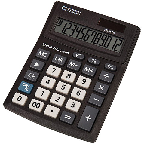 Калькулятор настольный 12 разр. CITIZEN Business Line CMB1201BK, операции с памятью и процентами, двойное питание, квадратный корень, 103х138х24мм