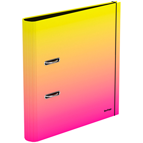 Папка-регистратор BERLINGO Radiance  картон ламинированный,  А4,  50мм, желтый/розовый градиент, без металлического уголка