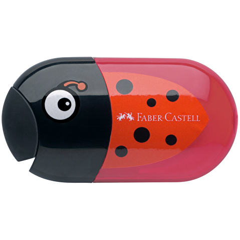 Точилка с контейнером Faber-Castell Ladybug, 2 отверстия, с ластиком