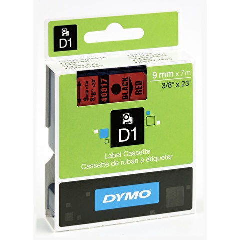 Лента для этикет-принтеров DYMO D1 для Pocket/3500/LM100/LM150/LP350/LM210D,  9мм х 7м, черный/красный, пластик (S0720720/40917)