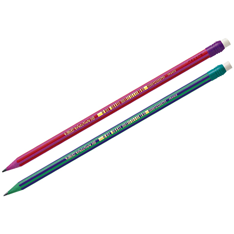 Карандаш чернографитовый BIC Evolution Stripes, HB, пластиковый, заточенный, с ластиком