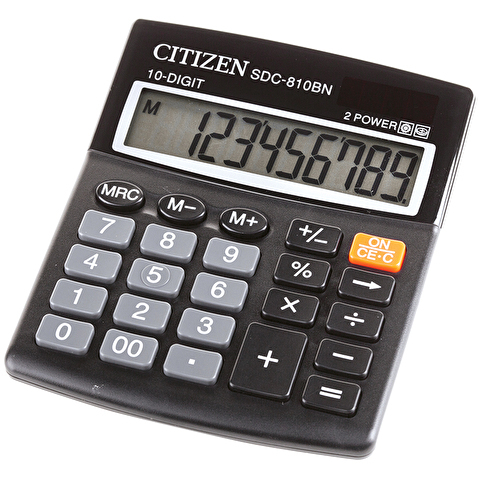 Калькулятор настольный 10 разр. CITIZEN SDC-810BN, двойное питание, корректировка