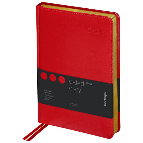 Ежедневник датированный Berlingo xGold, 2023г, А5, 184л., кожзам, зол. срез, красный