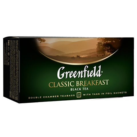 Пакетированный чай черный GREENFIELD Classic Breakfast 25х2г, алюминиевый конверт