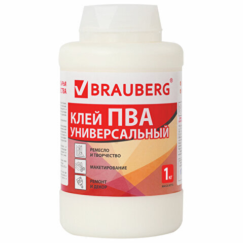 Клей ПВА BRAUBERG 1 кг универсальный (бумага, картон, дерево)