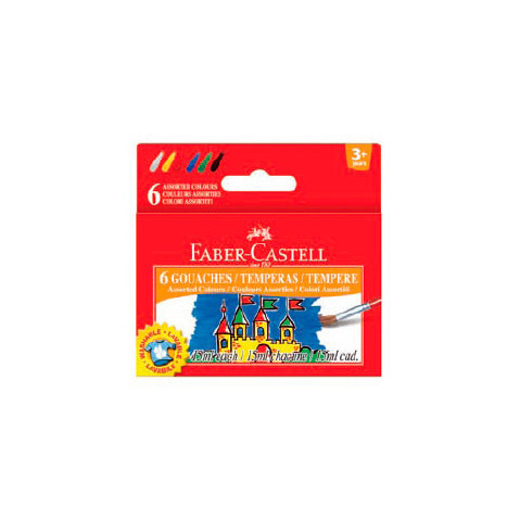 Гуашь FABER-CASTELL, 12цв, банка 15мл, без кисточки