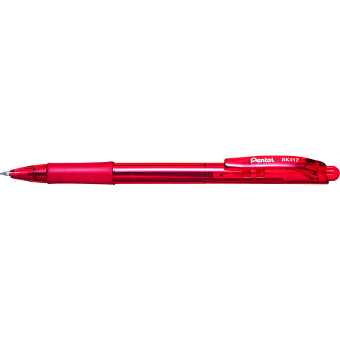 Ручка шариковая автоматическая PENTEL BK417-B, резиновый упор, 0.27/0.7мм, корпус матовый, красная