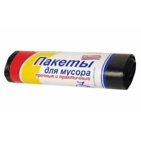 Мешки для мусора ПВД 120л х 10шт, AVIKOMP Professional, в рулоне, черные (7808)