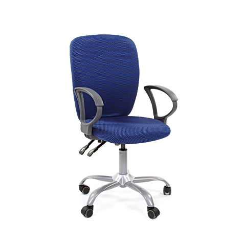 Кресло офисное CHAIRMAN 9801, крестовина серебро, D-образные подлокотники, ткань черно-синяя (JP 15-3)