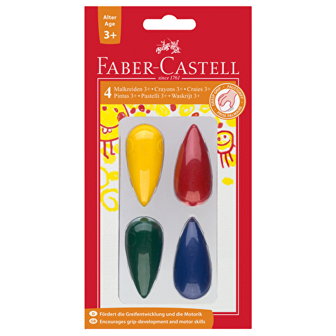 Набор восковых мелков Faber-Castell, 04цв, фигурные, блистер