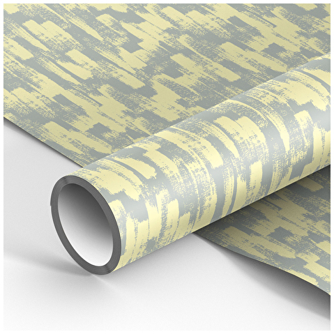 Упаковочная бумага глянцевая, 70х100см, Grey-yellow, 1 лист, 90г/м2