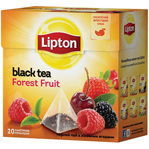 Пакетированный чай фруктовый черный LIPTON Forest Fruit 20х1.7г, в пирамидках