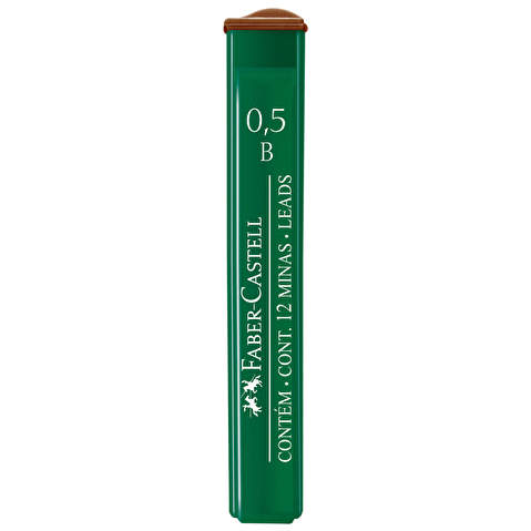 Грифели для механических карандашей Faber-Castell Polymer, B, 0.5мм, 12шт/уп