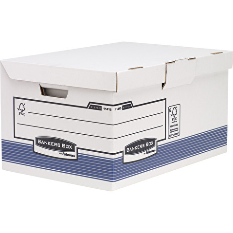 Короб архивный FELLOWES FS-11415 Bankers Box System Maxi, картон, откидная крышка, 390х310х560мм, сине-белый