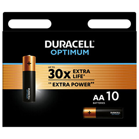 Батарейка DURACELL AA/LR6, 1.5V, Optimum, алкалиновая,  10шт/уп