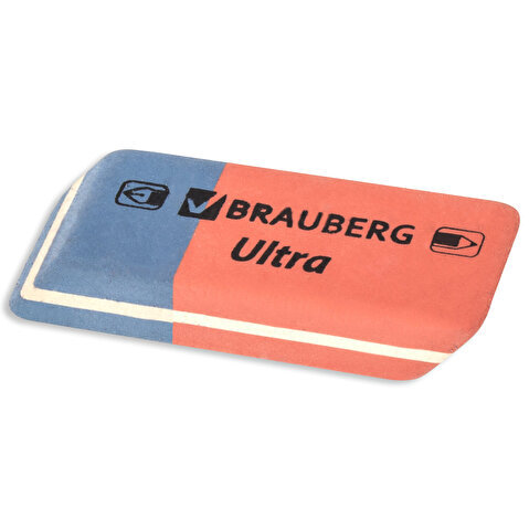 Ластик BRAUBERG Ultra, 42х14х8мм, скошенный, натуральный каучук, красно-синий