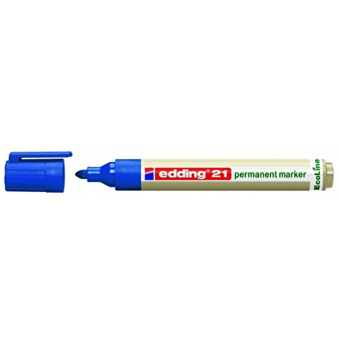 Маркер перманентный EDDING ECO E-21, круглый наконечник, 1.5-3мм, синий