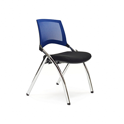 Конференц-кресло SK-3059, без подлокотников, каркас хром, максимальная нагрузка 100кг, сетка синяя/ткань чёрная