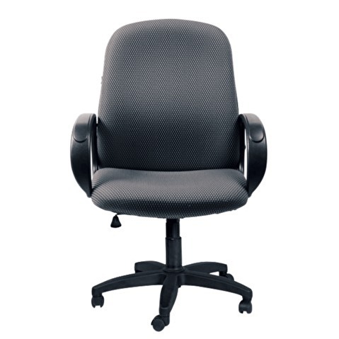 Кресло офисное CHAIRMAN 279M JP, крестовина пластик, низкая спинка, ткань черно-серая (JP 15-1)