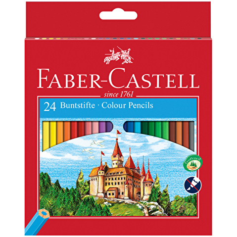 Карандаши цветные Faber-Castell ?Замок?, 24цв., шестигр., заточ., картон, европодвес