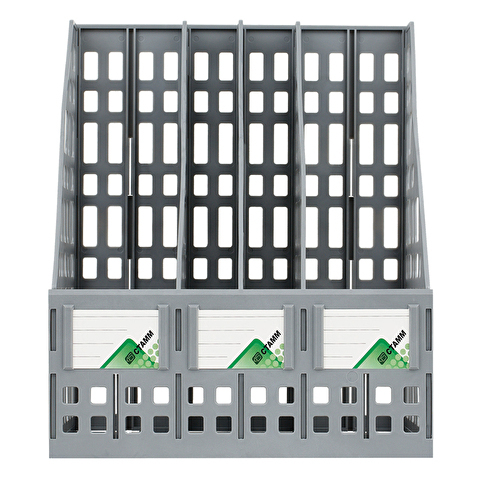 Вертикальный лоток для бумаг СТАММ ЛТВ-63721/ЛТ82, ширина 245мм, сборный, 4 секции, сетчатый, серый