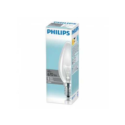 Лампа накаливания PHILIPS 60W/E14, матовая, свеча