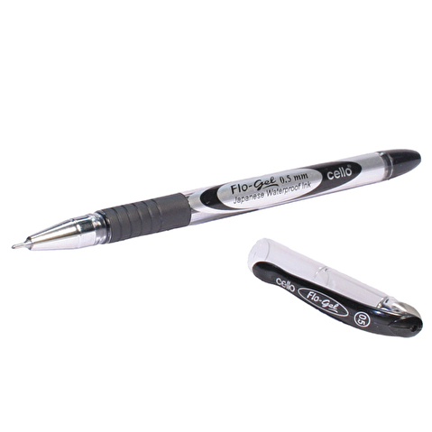 Ручка гелевая CELLO Flo Gel, резиновый упор, 0.5мм, черная