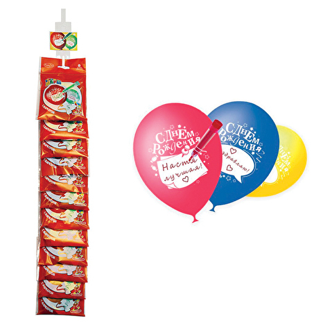 Воздушные шары,М12/30см,С Днём рождения, пастель+декор, с маркером, 5шт