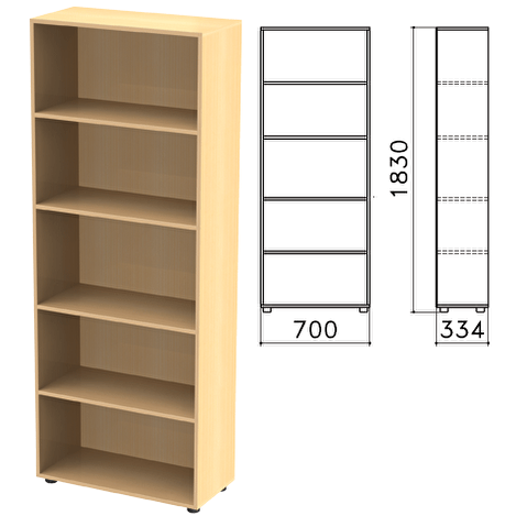 Стеллаж для документов КАНЦ, 700х330х1830мм, 4 полки, цвет бук