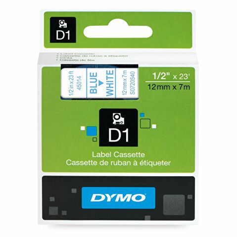 Лента для этикет-принтеров DYMO D1 для Pocket/3500/LM100/LM150/LP350/LM210D, 12мм х 7м, голубой/белый, пластик (S0720540)