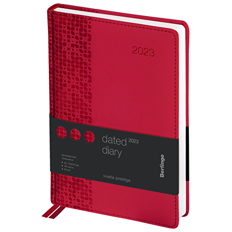 Ежедневник датированный Berlingo Vivella Prestige, 2023г, А5, 184л., кожзам, красный