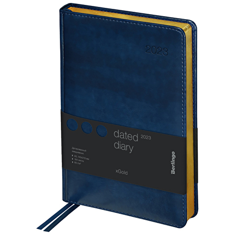 Ежедневник датированный Berlingo xGold, 2023г, А5, 184л., кожзам, зол. срез, синий