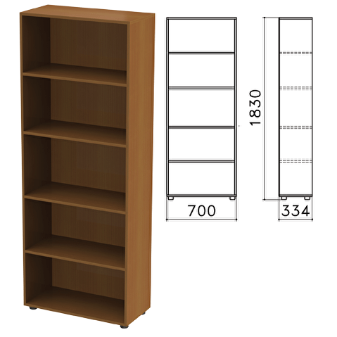 Стеллаж для документов КАНЦ, 700х330х1830мм, 4 полки, цвет орех