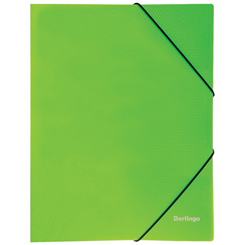 Папка на резинке BERLINGO Neon  А4, пластик, 0.50мм, 3 клапана, 40мм, неоновая зеленая