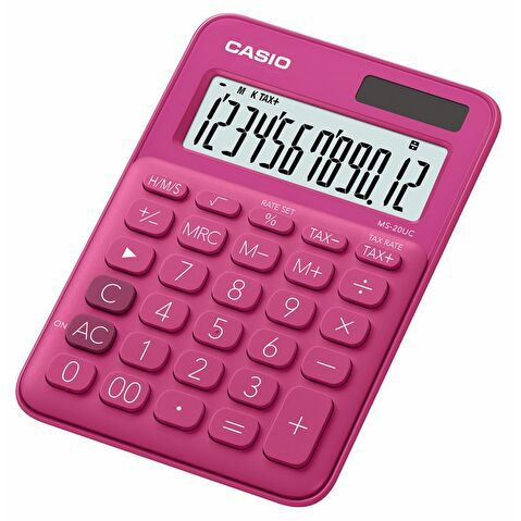 Калькулятор настольный 12 разр. CASIO MS-20UC-RD, двойное питание, 105.5x22.8x149.5мм, красный