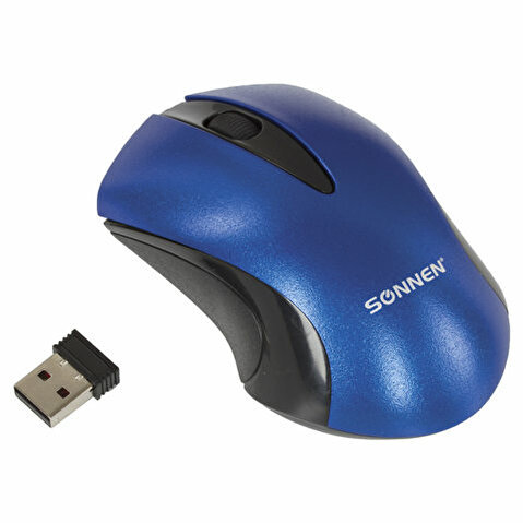 Мышь беспроводная оптическая SONNEN M-661Bl,  1000dpi, 2 кнопки + 1 колесо-кнопка, USB, синяя