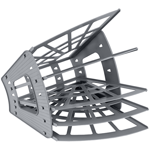 Лоток для бумаг СТАММ ЛТ415, вертикально-горизонтальный, 5-секционный, 4 отделения, серый
